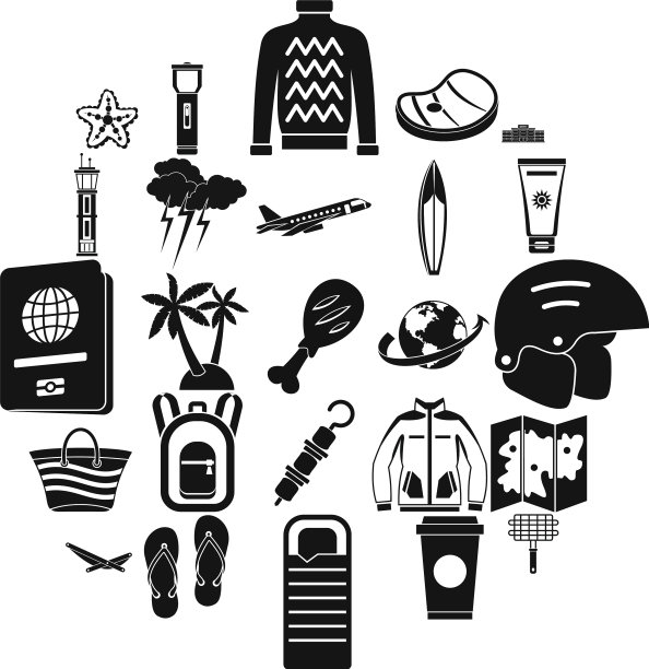 月的休息图标设置简单的风格图片下载