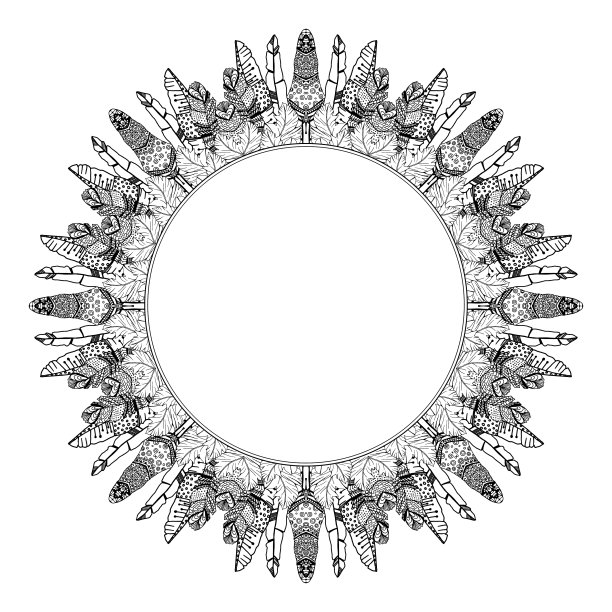 部落羽毛装饰相框图片下载