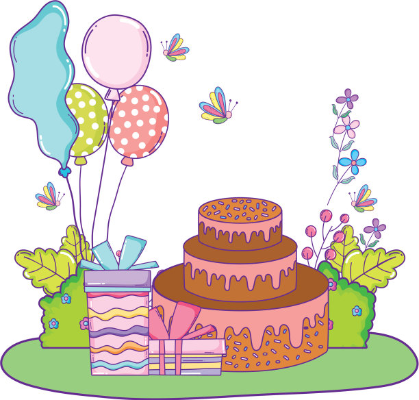 有派对蛋糕和气球的美丽风景图片下载
