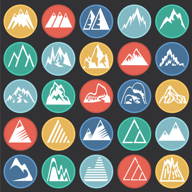 山图标设置在颜色圈黑色图片下载