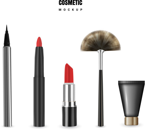 化妆品模型与口红、眼线笔图片下载