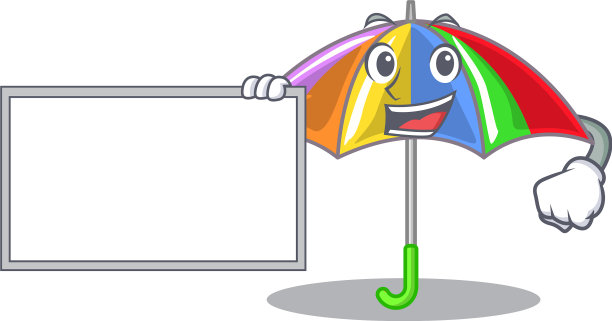 板上有彩虹伞的卡通造型图片下载