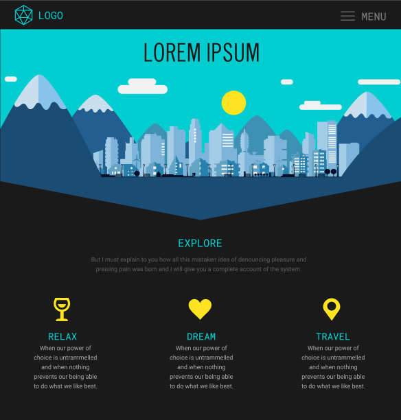 一页网站设计与城市标题图片下载