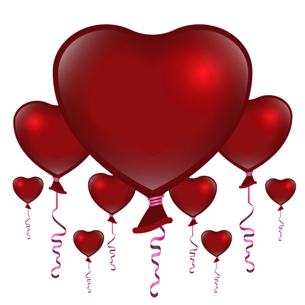 情人节白色背景上的红色气球图片下载