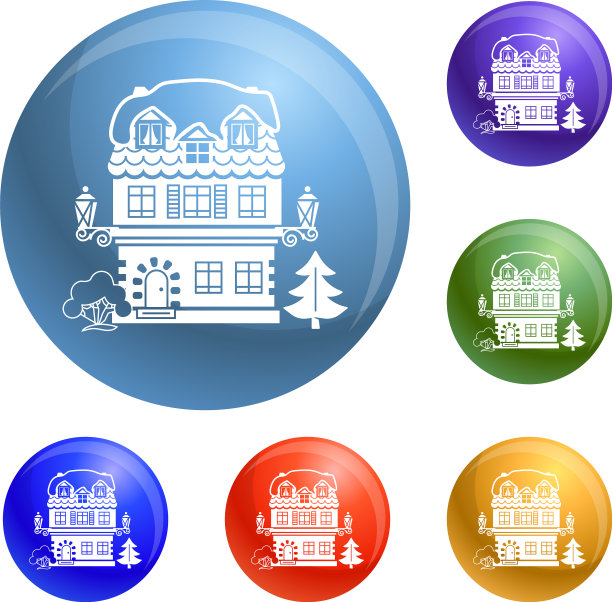 冬季房屋图标集图片下载