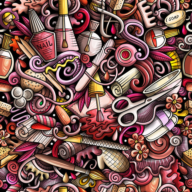 美甲手绘涂鸦无缝图案图片下载