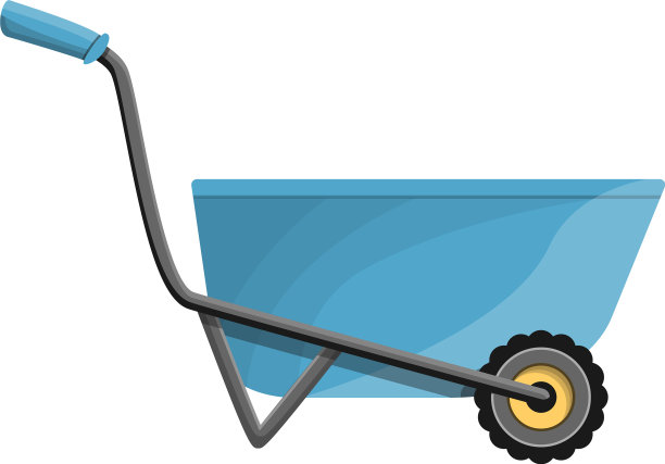 蓝色独轮手推车图标卡通风格图片下载