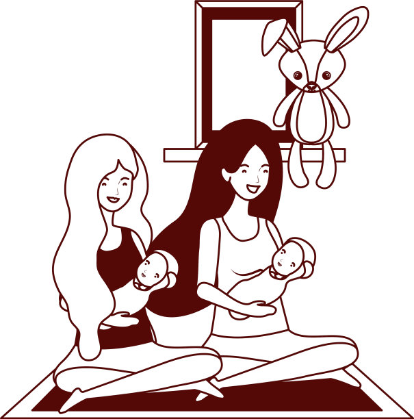 可爱的怀孕妈妈和小婴儿图片下载