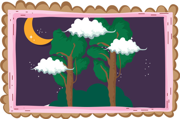 树木森林景观广场框架上的夜晚图片下载