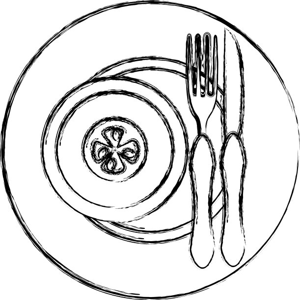 用刀叉把番茄放在盘子里图片下载