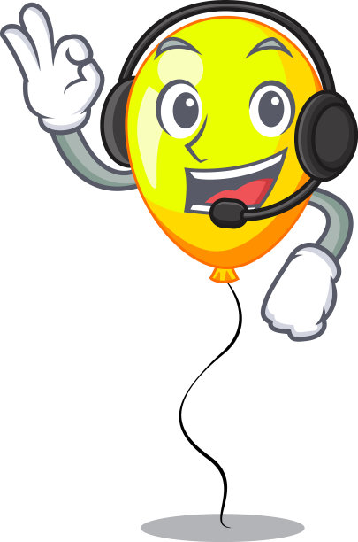 与耳机黄色气球隔离图片下载