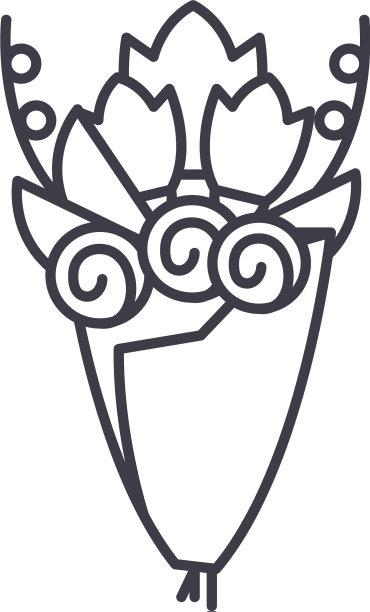 新娘花束线图标概念新娘花束图片下载