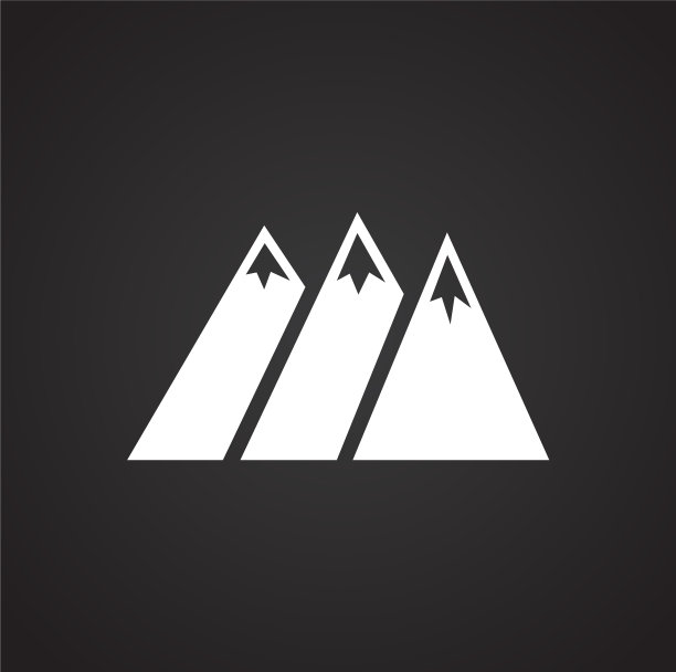 山图标在黑色背景的图形和图片下载