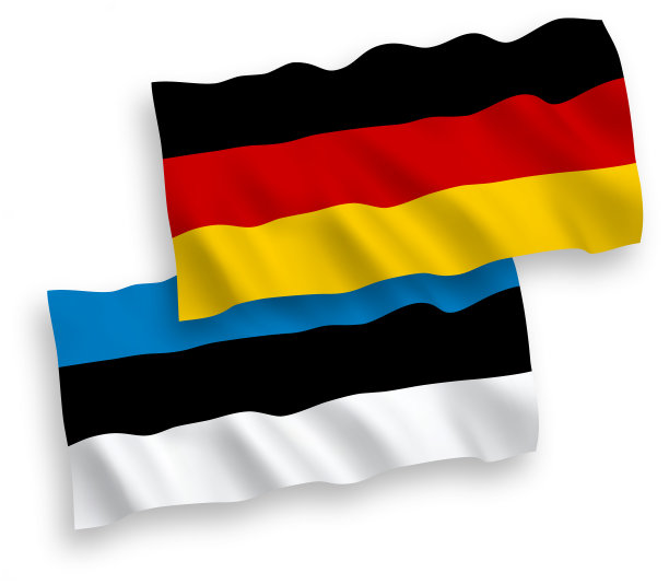 白色背景上的爱沙尼亚和德国国旗图片下载