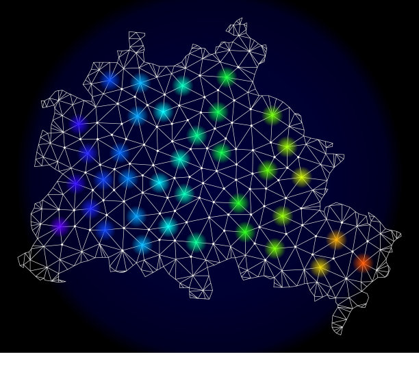 柏林城市彩色的多边形2d网格地图图片下载
