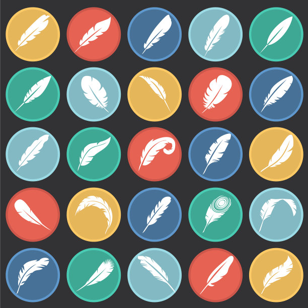 羽毛图标设置在颜色圈背景为图片下载
