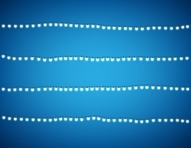 白色背景上的圣诞彩灯图片下载