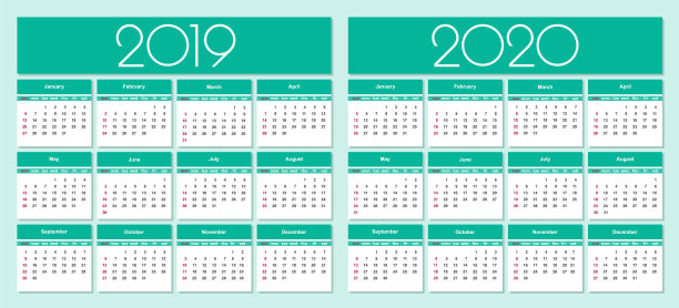 日历2019年和2020年图片下载