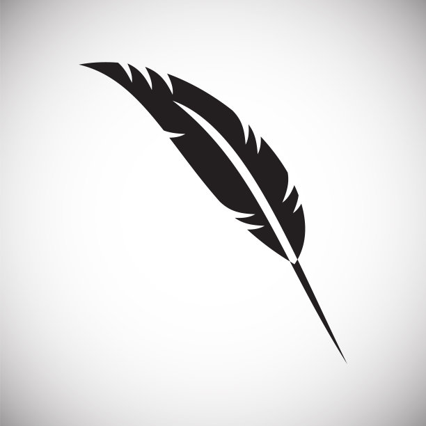 羽毛图标设置在白色背景的图形图片下载