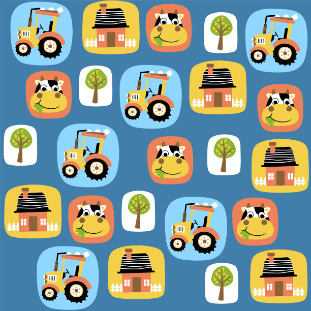 卡通无缝图案与农家乐主题集图片下载