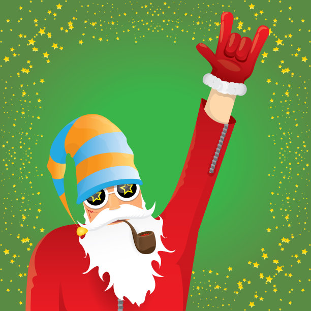 DJ摇滚圣诞老人与吸烟图片下载