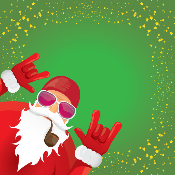 DJ摇滚圣诞老人与吸烟图片下载