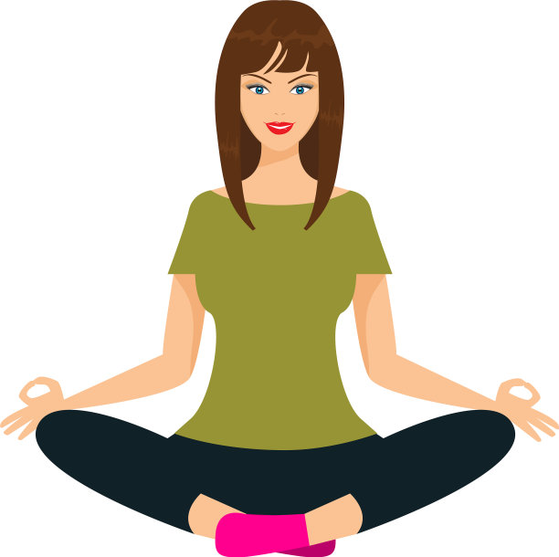 女人做瑜伽在莲花的位置前视图图片下载