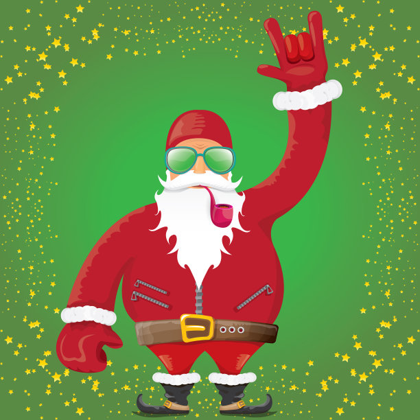 DJ摇滚圣诞老人与吸烟图片下载