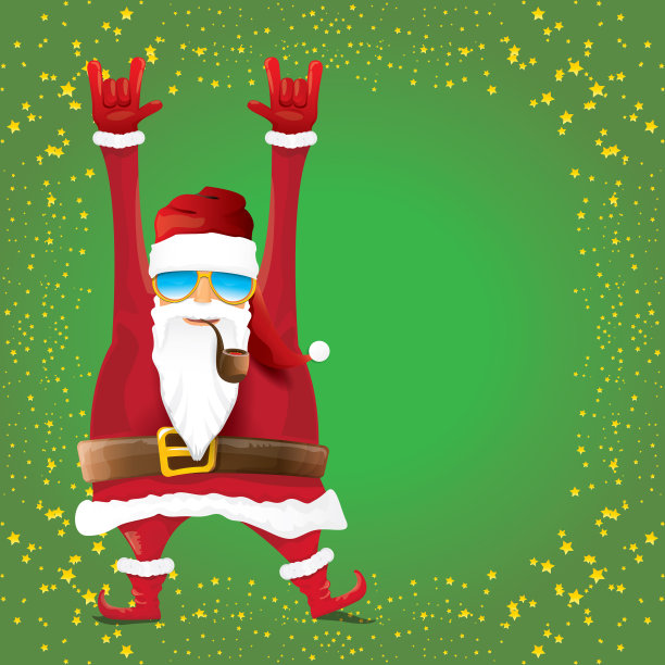 DJ摇滚圣诞老人与吸烟图片下载