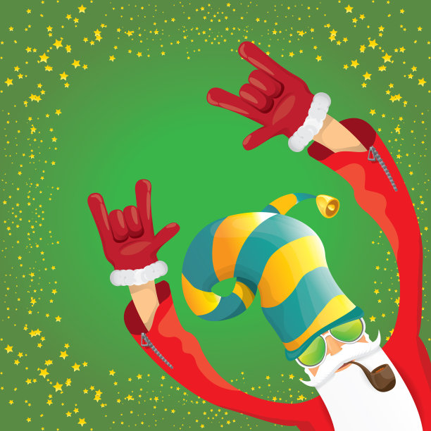 DJ摇滚圣诞老人与吸烟图片下载