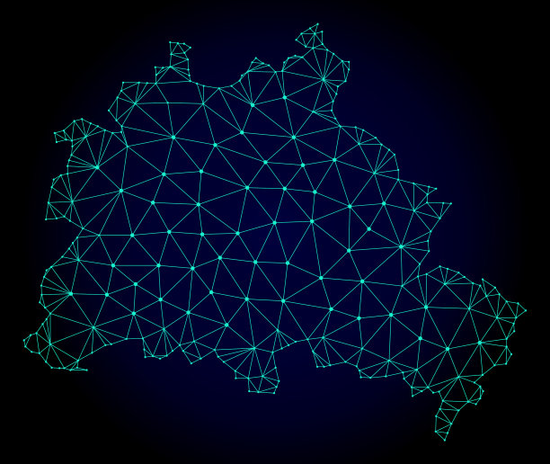 柏林城市的多边形2d网格地图图片下载