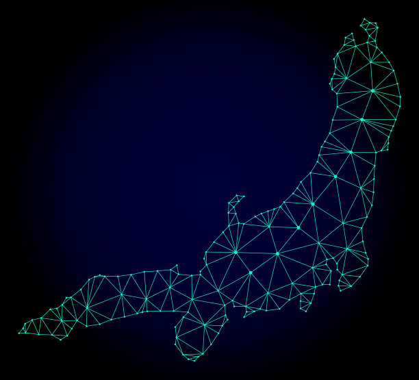 本州岛的多边形胴体网格图图片下载