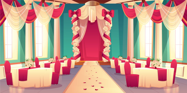 宴会厅准备举行婚礼图片下载