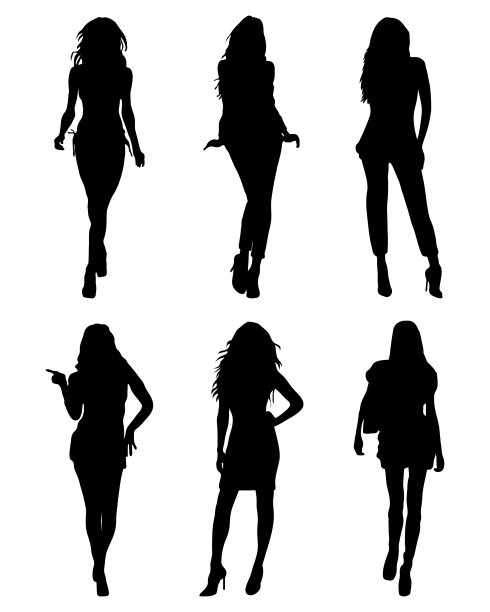 美丽女孩的剪影图片下载