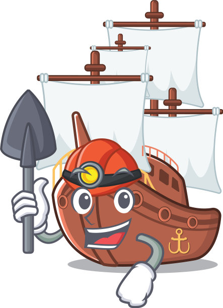 矿工吉祥物造型的海盗船玩具图片下载