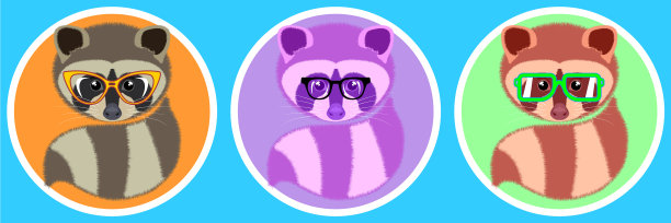 三个尾巴浣熊的标志或标志图片下载