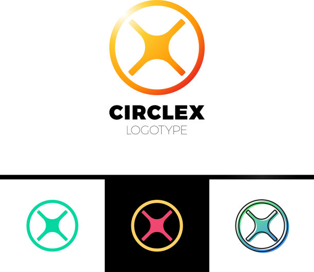 简约字母X圆形线条标志图片下载