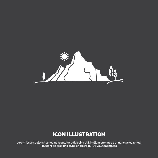 山景观山自然树图标字形图片下载