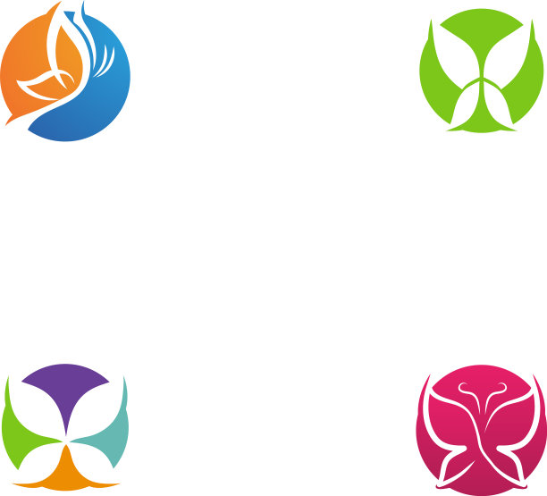 蝴蝶概念简单多彩标志图片下载