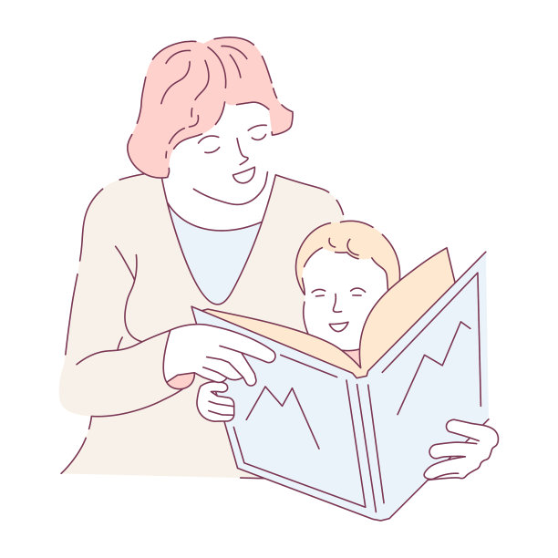 妈妈做作业，儿子读字母图片下载