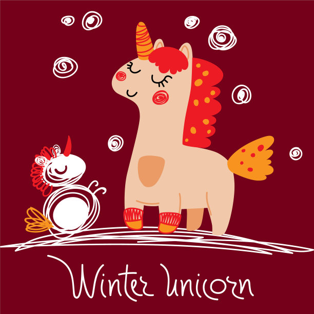 神奇独角兽在冬天为您设计图片下载