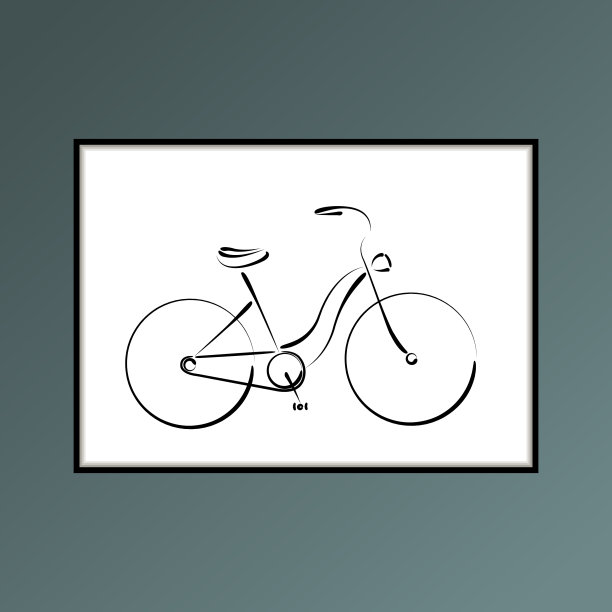 自行车海报在黑色和白色的室内图片下载