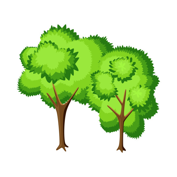 孤立对象树和落叶符号集图片下载