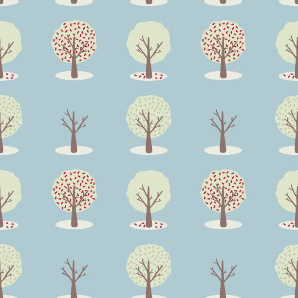 四季树套无缝重复图案图片下载