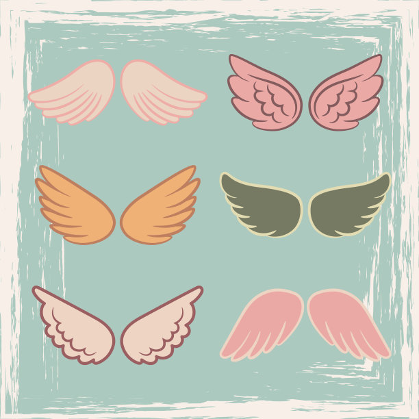 复古风格天使翅膀设置图片下载