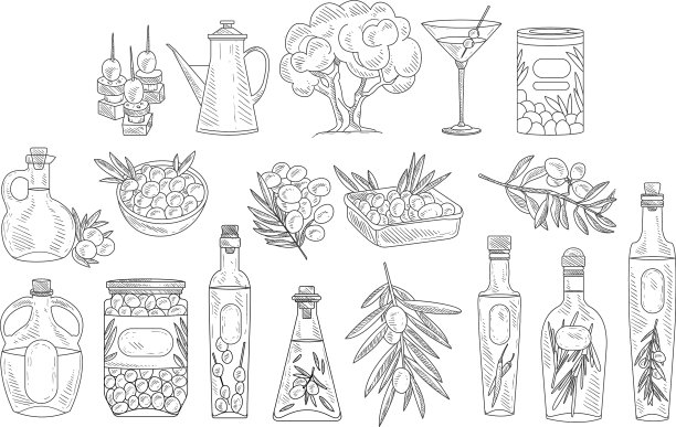 套单色橄榄枝各种油图片下载