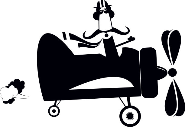 飞机上的滑稽胡子飞行员图片下载