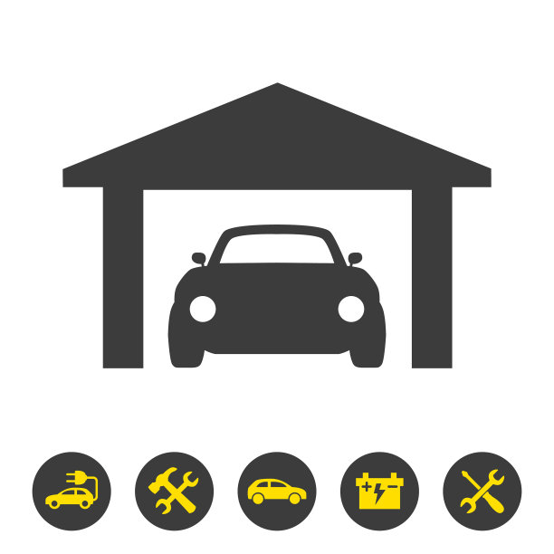 车库图标上的白色背景图片下载