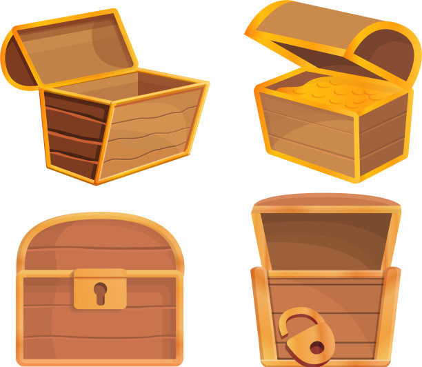 嫁妆箱图标设置卡通风格图片下载
