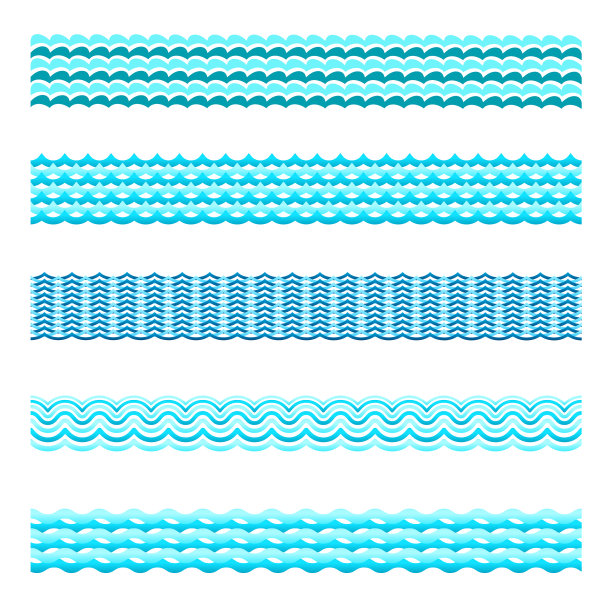 无缝蓝色海浪瓷砖套图片下载